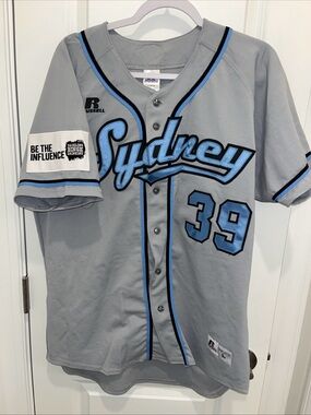Authentic Game worn sewn Australian Australia Sydney Blue Sox Baseball Jersey L